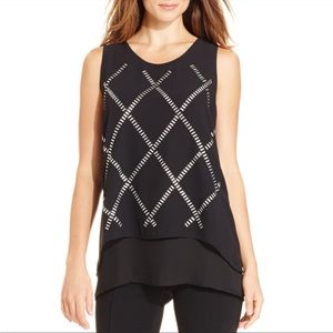 Alfani Sleeveless Black Silver Studded Top - Medium